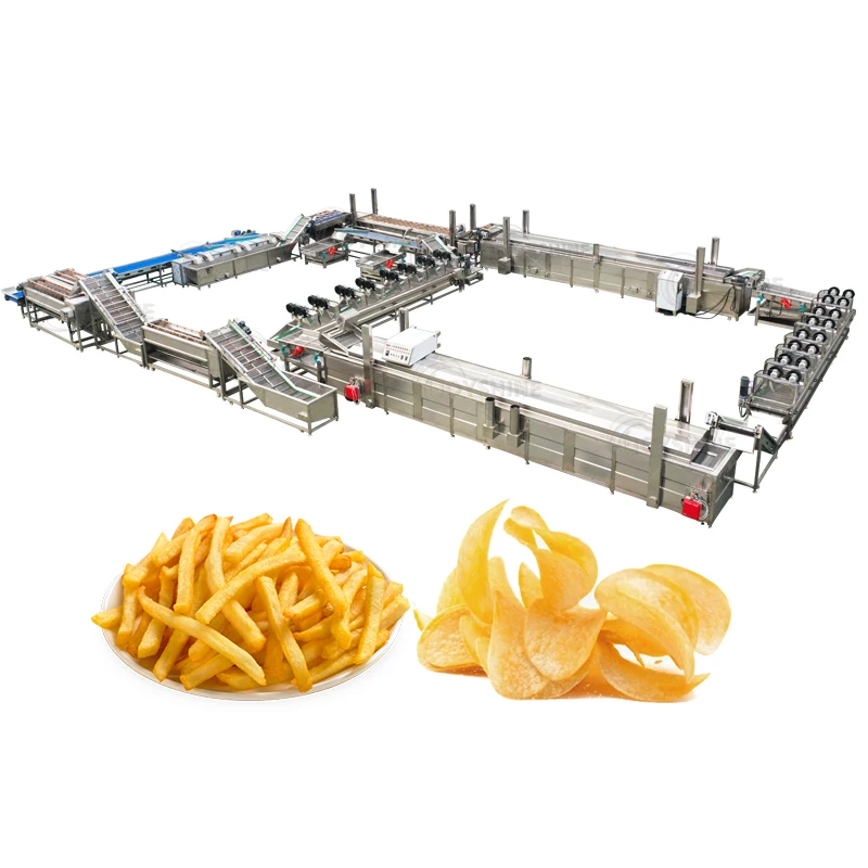 2024 Manufacturing Frying Production Line Fresh Frozen French Fries Sticks Fully Automatic Lays Potato Chips Making Machine
