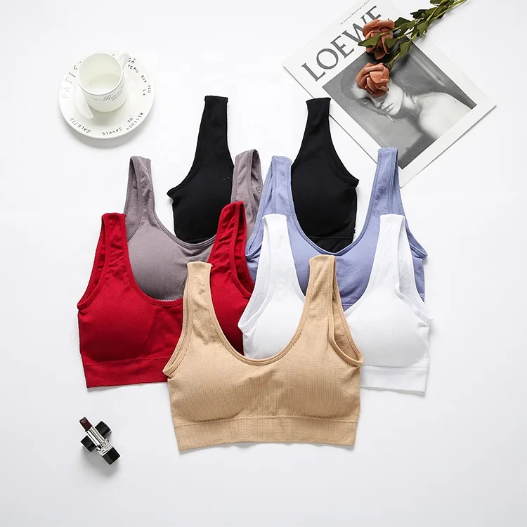 Fit Large Size Padded Bra Wireless Push Up Bra Seamless Crop Top For Womens