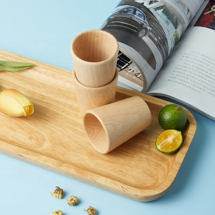 Japanese small mini wooden tea water cups