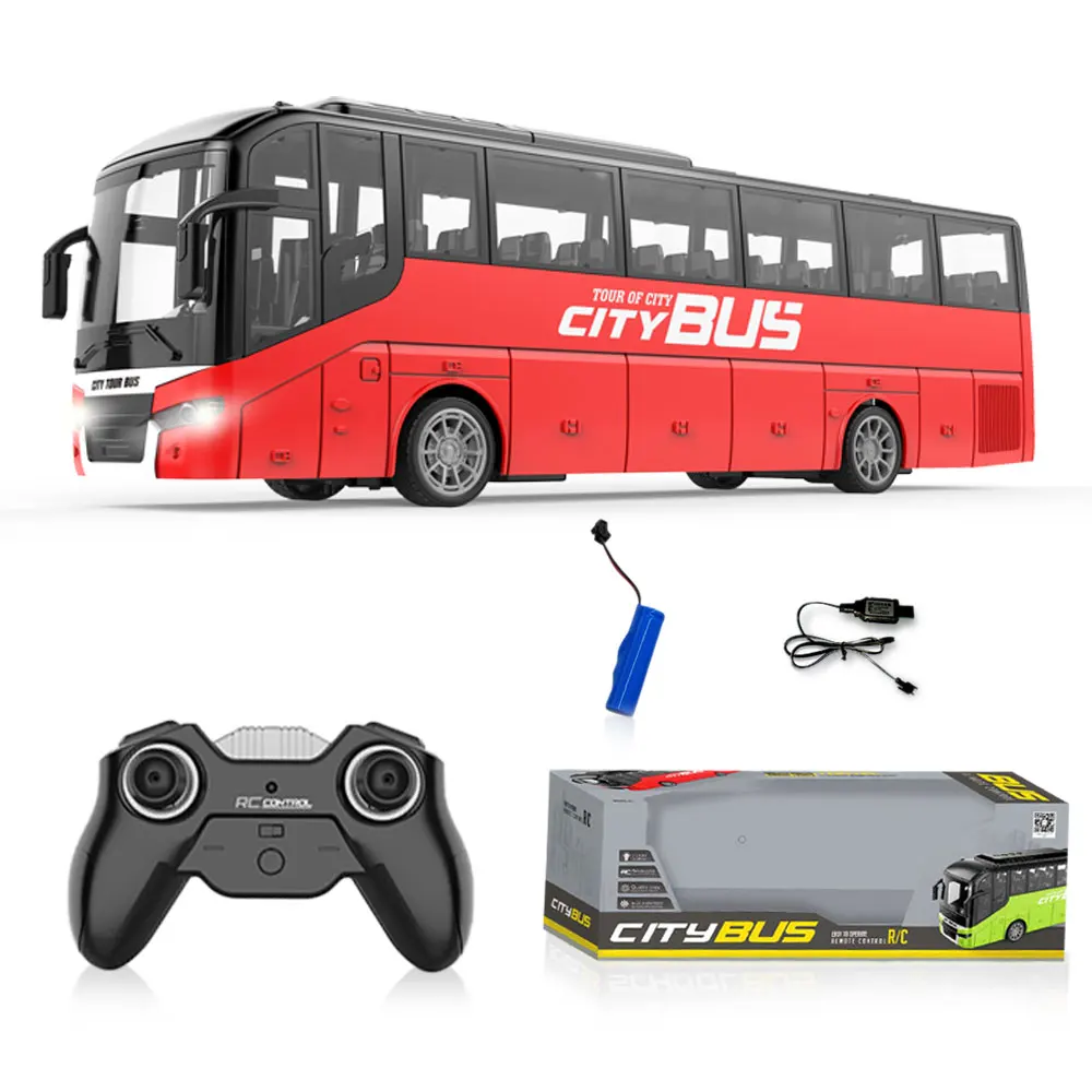 Bus Toy for kids 2.4ghz 4 Channels Remote Control Toy Plastic RC Bus Model Toy with Realistic Lights and Rubber Tire