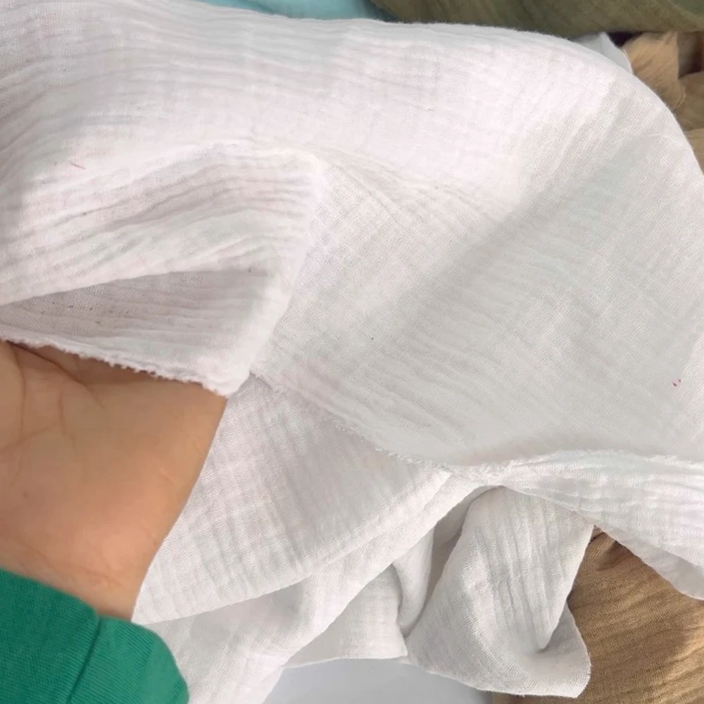 Wrinkle Muslin 100% Cotton Solid Gauze Fabric Double-Sided Cotton Crepe Fabric For Baby Clothing