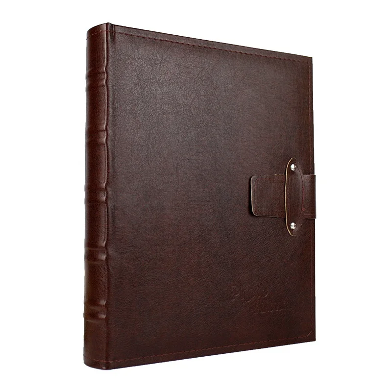 Red/Coffee PU leather cover photo album with strap 50 pages book bound photo album Self dry mount sheet diy family photo albums