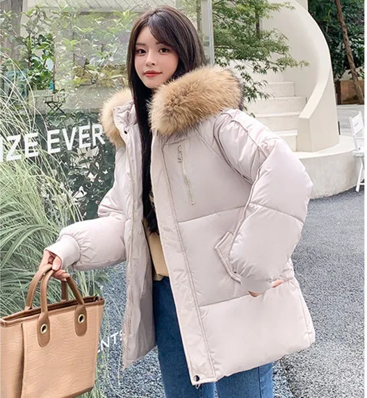 New Winter Women Fur Collar Parkas s Fashion Hooded Thicken Warm Padded Coat Female Lady Winter Outwear parkas