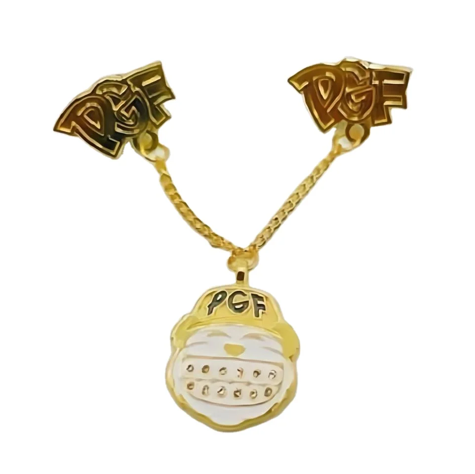 Zinc Alloy Lion Club Government School Souvenir Badge Die Casting Antique Gold 3D Hard Soft Enamel Pin with Rhinestones