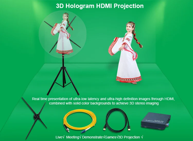65cm HDMI-Synchronization Interactive PC Equipment 3D Holographic Projector with Fan Indoor Education Application OEM Supplier