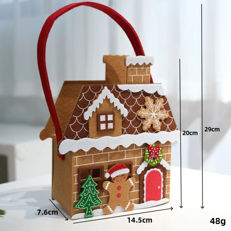 A264 Creative Felt Gingerbread Man and Christmas House Desktop Decorations New Outdoor Party Biscuits Box Christmas Decorations