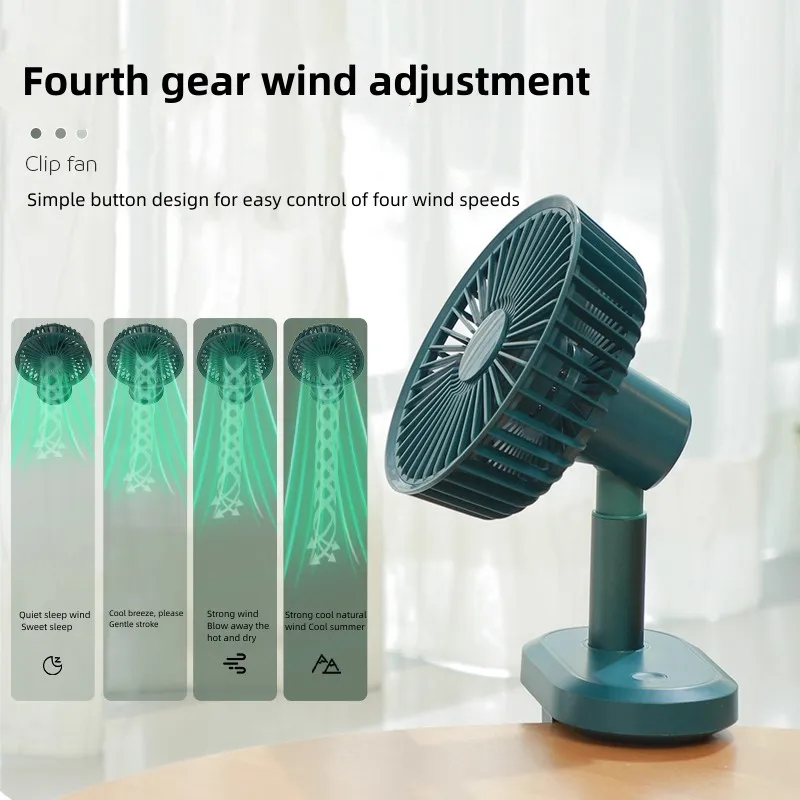 6-Inch USB Electric Mini Desk Fan Small Air Outdoor Automatic Oscillating Rechargeable with 5 Blade for Baby Kids Stroller