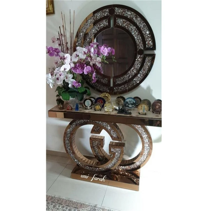 Лидер продаж, популярный дизайн, Европейский современный креативный простой круглый зеркальный стол GG золотого цвета