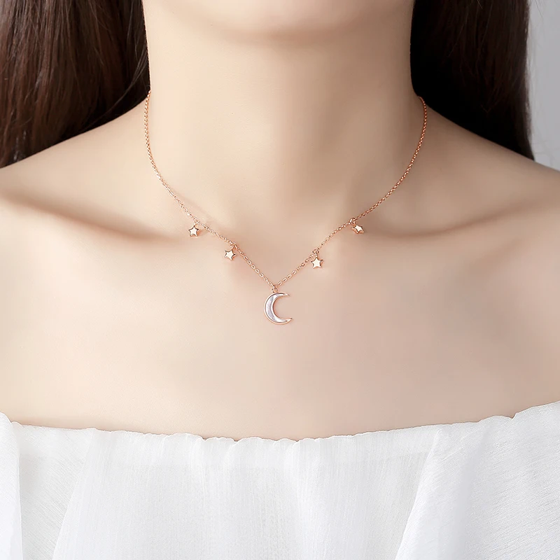 2023 Fashion Statement 925 Sterling Silver Star And Moon Necklace For Women