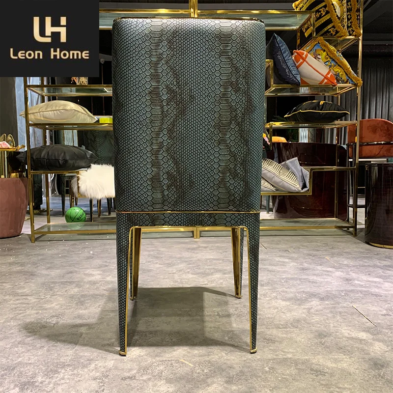 Factory Custom Durable Crocodile Microfiber Leather High Back Upholstered Modern Dining Chairs For Restaurant/Dining Room