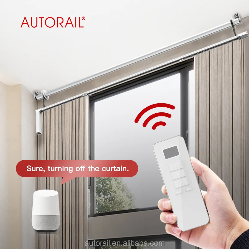 Factory Customized Motorized Automatic Smart Lift Curtain System For Villa High Windows