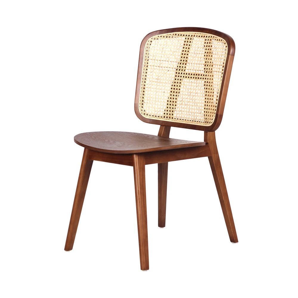 Nordic Ash Solid Wood Restaurant Modern Rattan Dining Chair Cane Wood Cafe Restaurant Furniture Chair