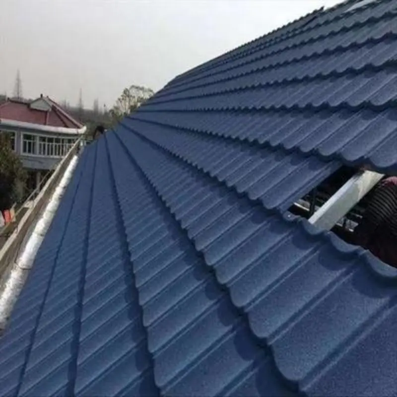 China Roof Tile Roofing Sheet Galvanlume Stone Color Coated Metal Roof Tiles Factory Price