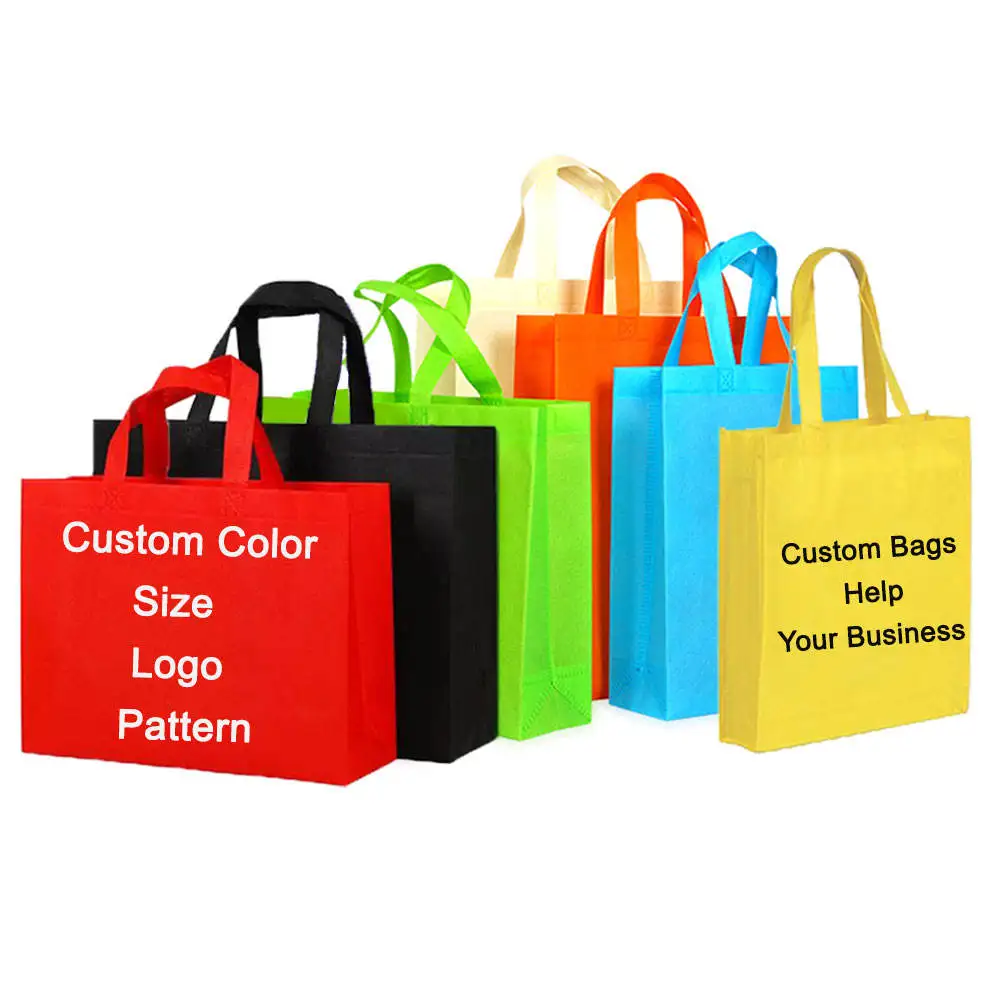 Friendly reusable grocery recycled ecobag pp nonwoven bags laminated carry 80 gsm nonwoven shopping bag with custom print logo