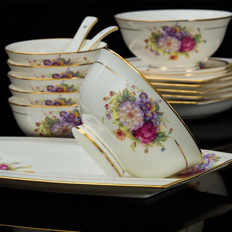 Hot sale Jingdezhen ceramic tableware sets porcelain dinnerware set home hotel restaurant dinner set