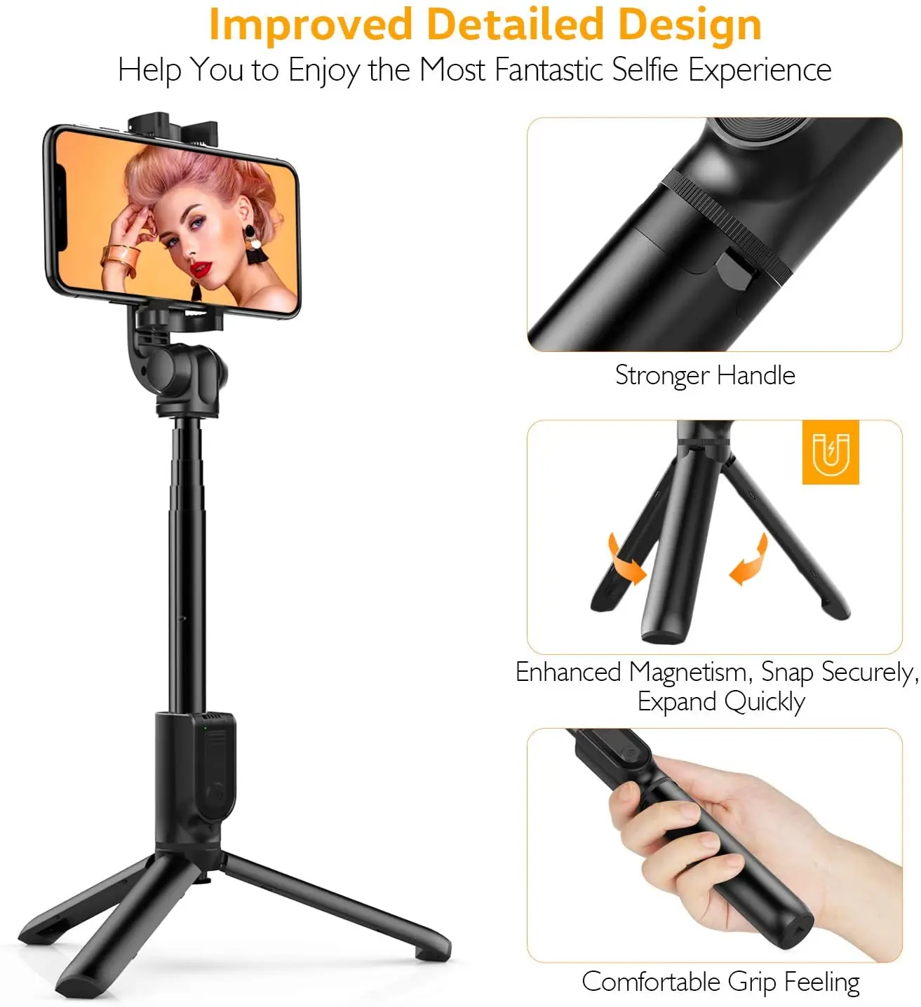 
WONEW Foldable Mini Tripod Expandable Monopod with Remote Control for iPhone IOS Android 3 in 1 Wireless Selfie Stick 