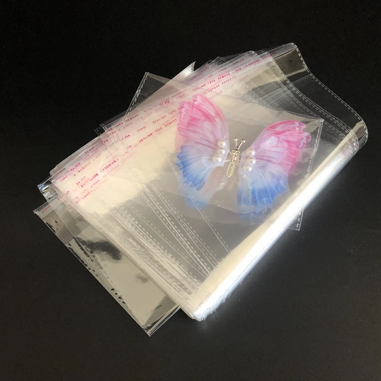 Stock of all sizes self-adhesive seal transparent OPP resealable plastic bag photo jewelry bags