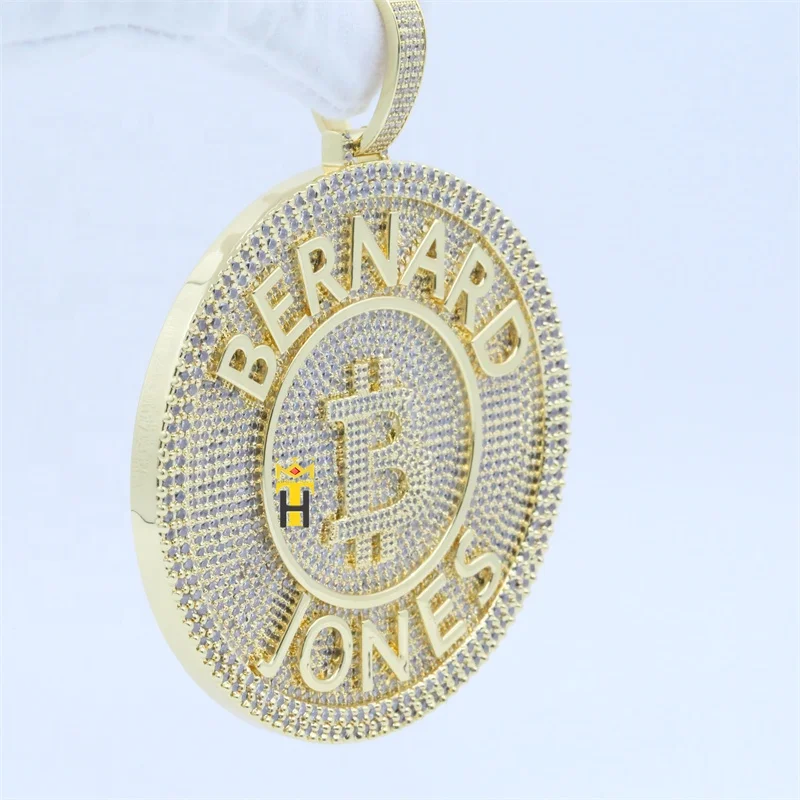 Hip hop gold plated iced cz diamond pendant sign disc custom letter necklace pendant