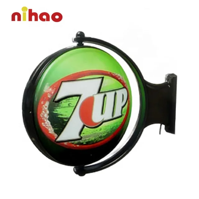NIHAO Outdoor Indoor Custom Round Rotating Advertising Led Light Box Sign for Bar Restaurant Promotion