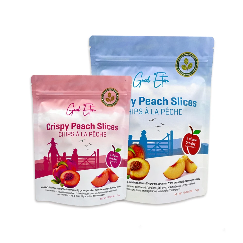 Custom Print Moisture Proof Stand Up Zipper Bag Mylar Bag For Crispy Fruit Slices Packaging Bag