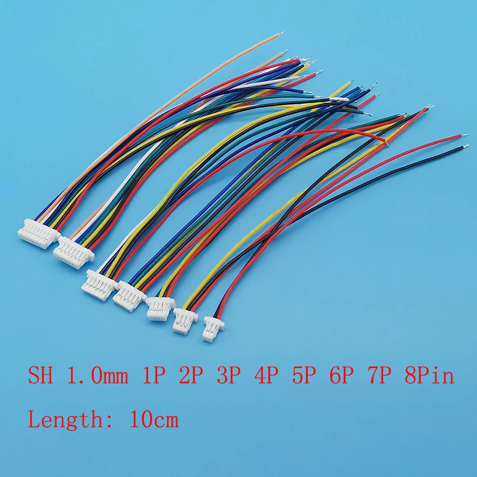 SH 1.0 JST 1.0mm Female to Female Plug Terminal Cable Wire Connector Electronic Line Single Double Head 28AWG 100mm