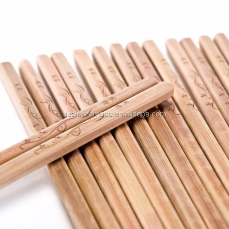 Eco-friendly reusable smooth surface household bamboo chopsticks printed logo