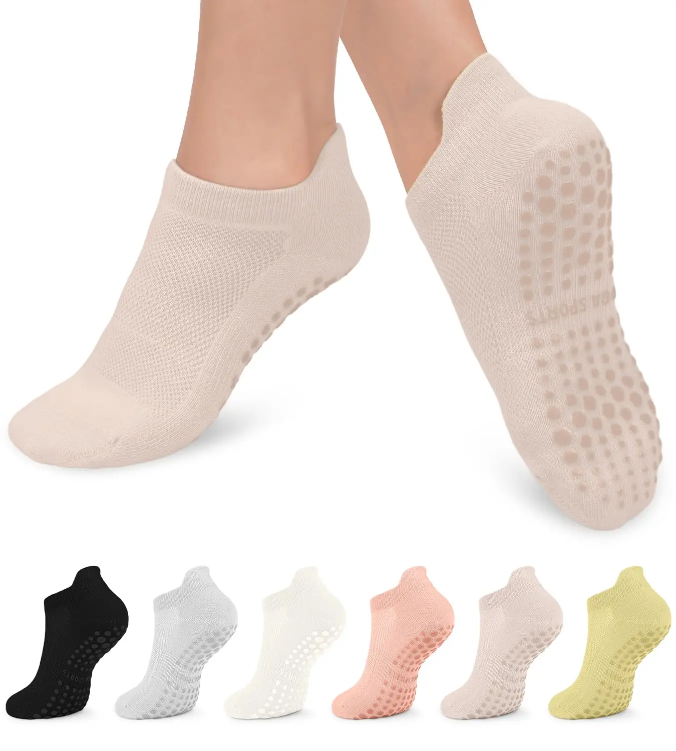 Non-Slip Grips Men Women Yoga socks Colorful Cotton Anti Slip Silicone Gym Pilates Ballet Sport Dance Low Cut Socks