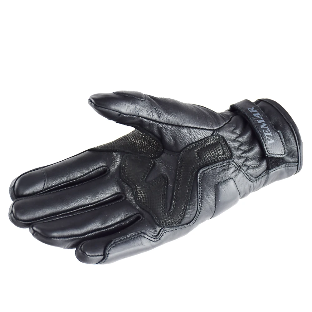 Vemar Retro Men Genuine Leather Motorcycle Motorbike Motocross Gloves Carbon Fiber Outdoor Riding Protective Moto Glove Brown