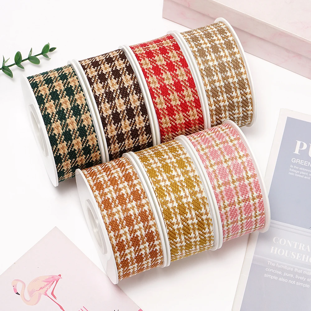 50yards Houndstooth Ribbon For Hair Bows DIY Crafts Decorate Handmade polyester roll for xmas gift decoration wrapping