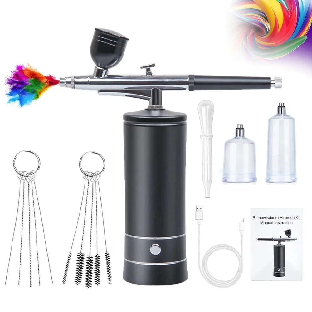 Portable Barber Tattoos Airbrush Kit Portable Usb Rechargeable Hair Nail Paint Makeup Spray Gun Cordless Compressor Airbrush