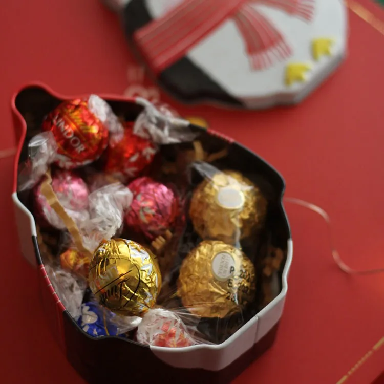 Lovely Festival Gift Box Cookie Candy Biscuits Storage Snowman Shaped Can Christmas Food Tins