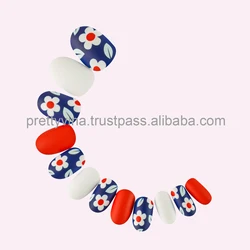HELIOS 2020 New press on nails oval floral false nails for young girls artifical nails