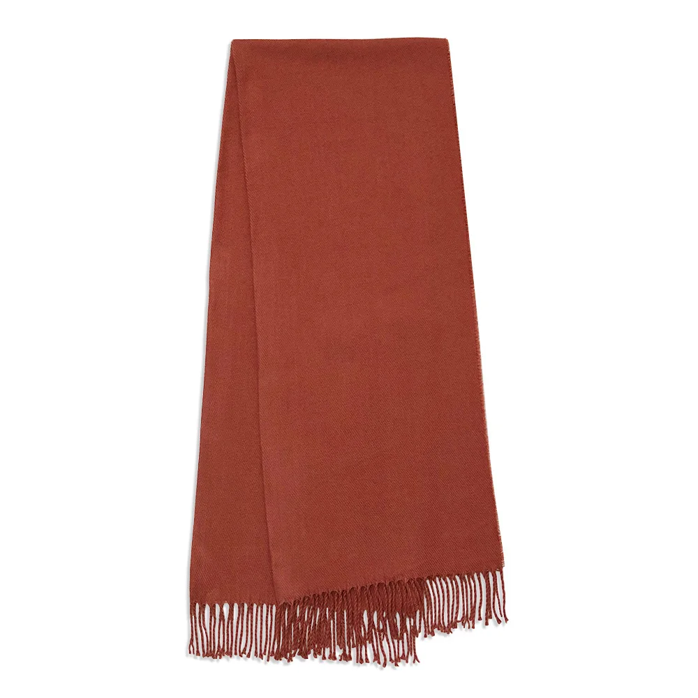 Embroidery Custom Winter Warm Feeling Pure Color Long Neck Gaiters Men Women Fashion Tassel Shawl Knitting Unisex