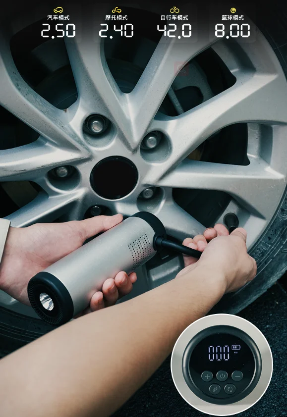 150 PSI портативный мини беспроводной автомобильный воздушный компрессор 5200 мАч насос для шин футбольного автомобиля