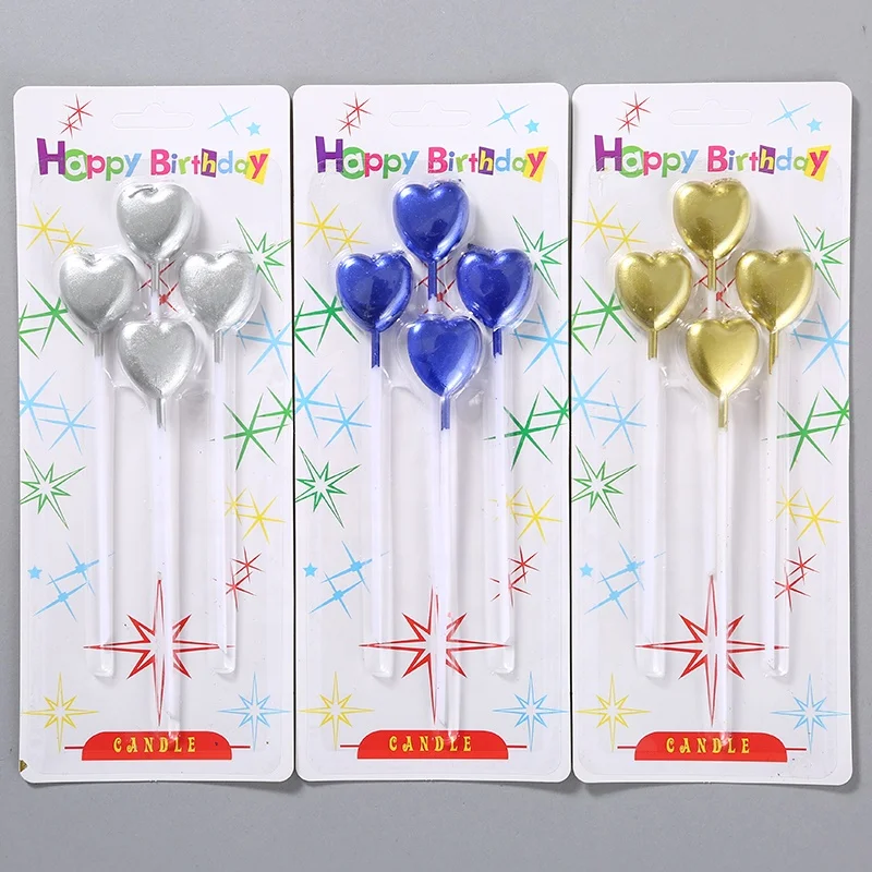 XIONGXI Golden Silver Star /Heart Party Decoration Happy Birthday Cake Top Birthday Candles