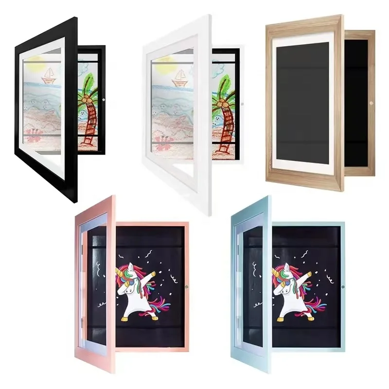 New children Art frame Magnetic Front Open for change poster photo Drawing paintings picture kids artwork storage display gift