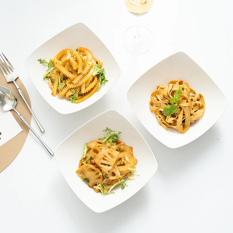 Factory Simple White 6.7 Inch Square Banquet Party Restaurant Dish Plastic plates Dishes Dinner Plate Tableware