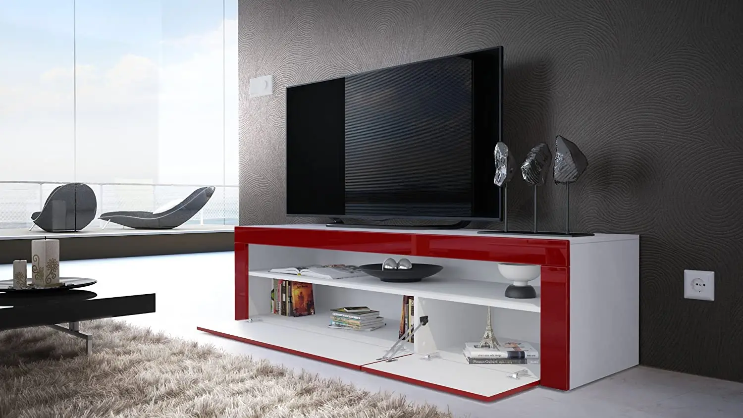 high glossy led light colorful TV Stand  Living Convertible  mail box Packing Room Modern TV cabinet