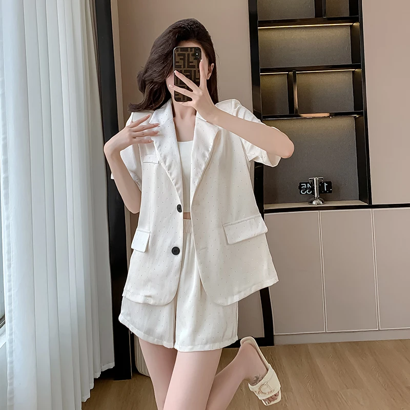 Casual Fashion Simple Style Loose Sun Proof Loose Suit and Shorts Womens 2 Piece Outfit Summer Two Piece Set
