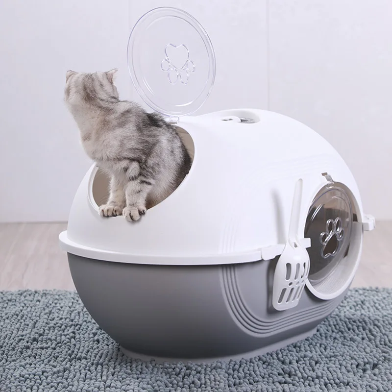 Новый ящик для кошачьего туалета Закрытая песочница домашних животных Туалет противень кошек с ложкой чистый кошачий домик пластиковая подстилка
