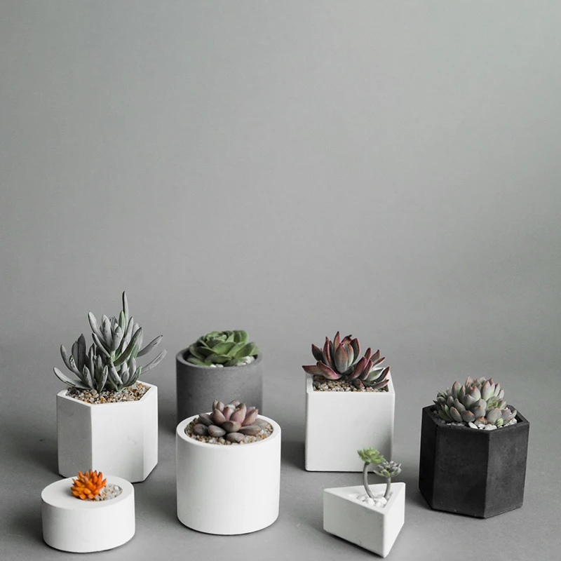 Simple Hexagonal Cement Flower Pot Wholesale Custom Home Decoration Succulent Plant Desktop Flower Pot Garden Balcony Vase