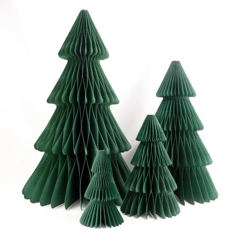 Factory Custom Christmas crafts Ornaments Handmade Paper Honeycomb Christmas Tree Pendant Window Background Hanging Decoration