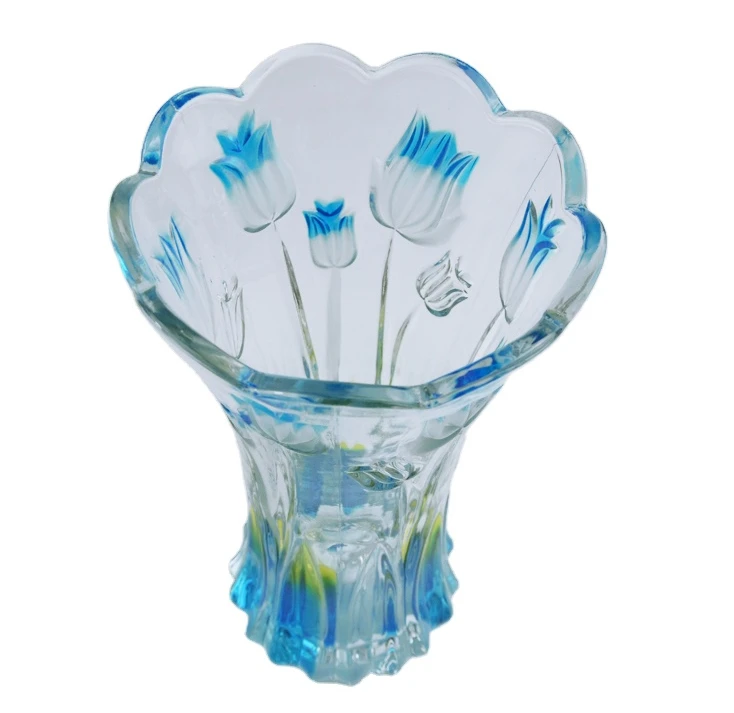 European Style Tulip Design Flower Shape Tall Glass Vases For Wedding Centerpieces Manufacturers Wholesale Cheap Flowers Holders