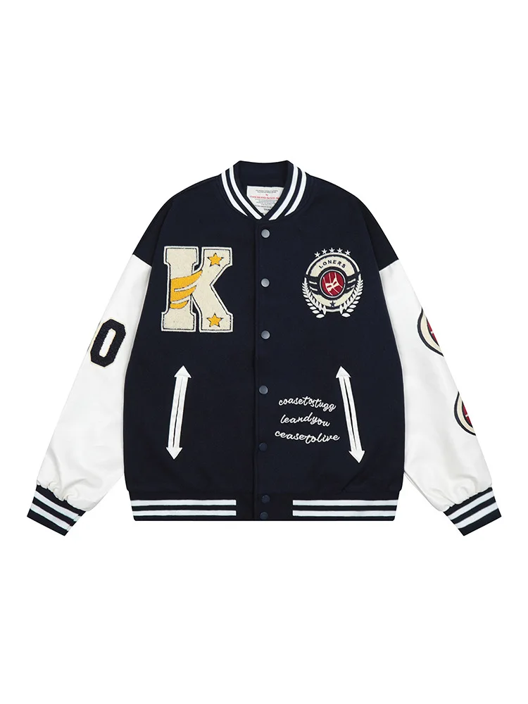 Oversized Varcity Jacket Bomber With Pu Leather Sleeves Winter Autumn Custom Jacket With Logo Hip Hop Coats For Men