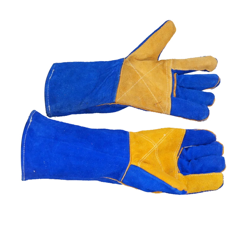 Blue Cow split leather welding gloves durable heat resistant welder gloves for welders