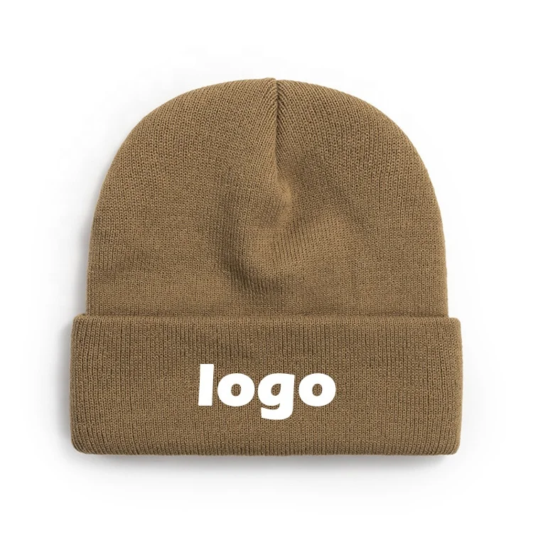 Canada Winter Custom Logo Embroidery Unisex Good Quality Knitted Solid Color Warm Acrylic Hat Beanie