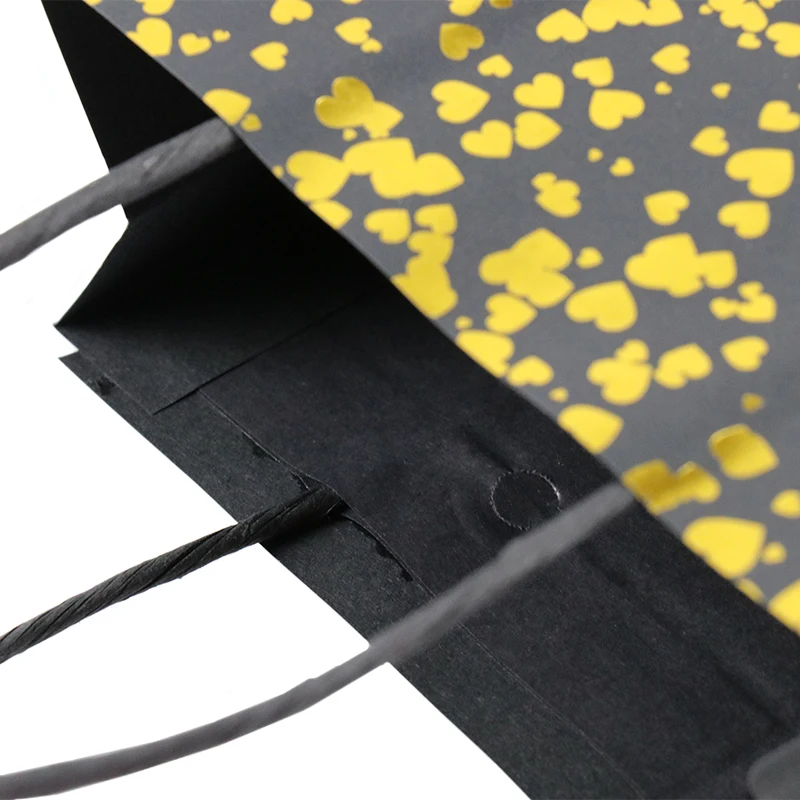 Kraft Paper Bag Gift Packaging Small Black Gift Bag Fashion Black Gold Foil Gift Bags