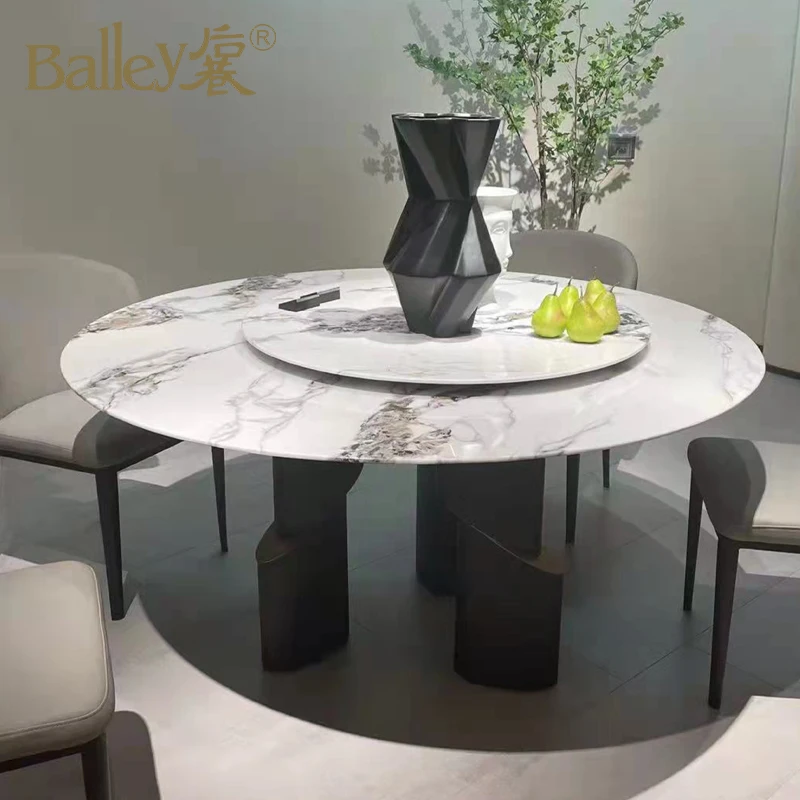 Italian Model Dining Table in Dining Room Furniture Modern Extension High Gloss Luxury Marble White Kitchen OEM