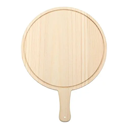 Wooden Round Wood Food Plate Pizza Cutting Board Kitchen Tools Serving Paddle Pizza Peel With Handle