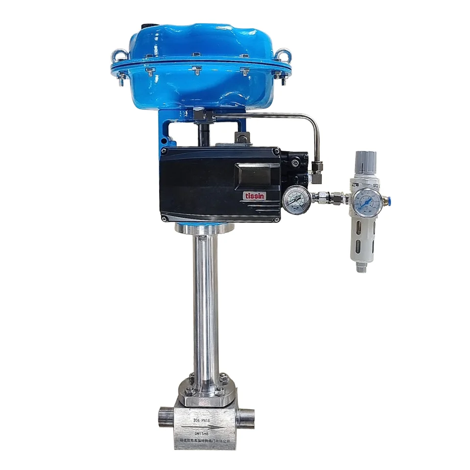-196degree Ultra-Low Temperature SS304 Extended Stem Female Welded Pneumatic Cryogenic Ball Valve for liquid oxygen